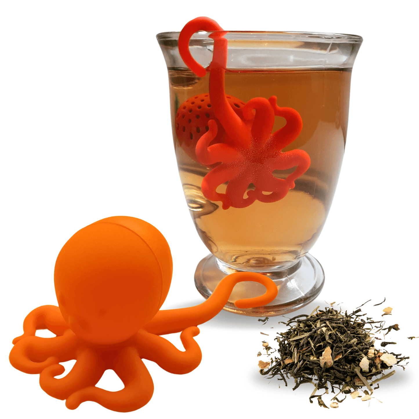 Infuseur à thé en silicone en forme de pieuvre orange