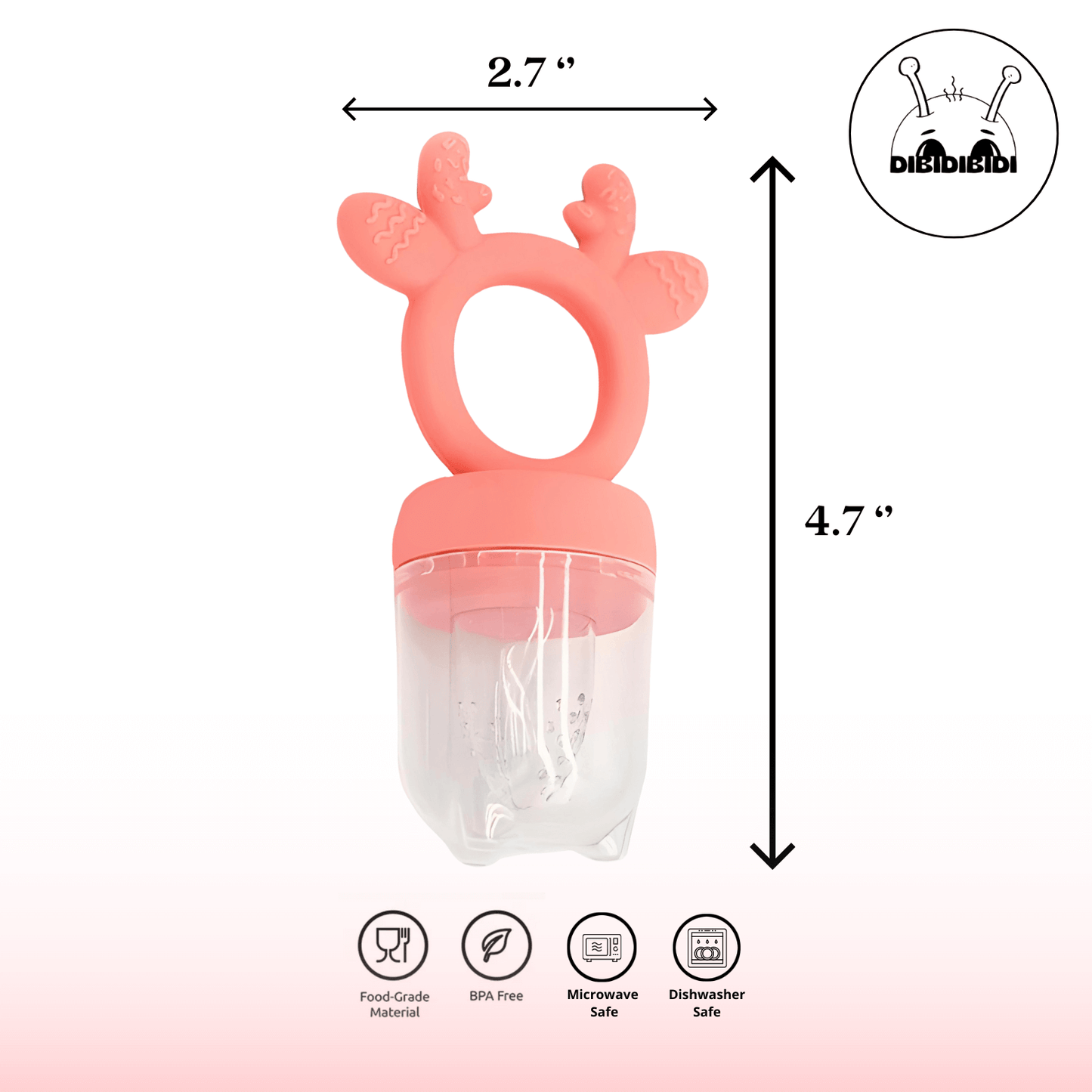 La tétine se lave facilement au lave-vaisselle et elle mesure 4.7 x 2.7 pouces.