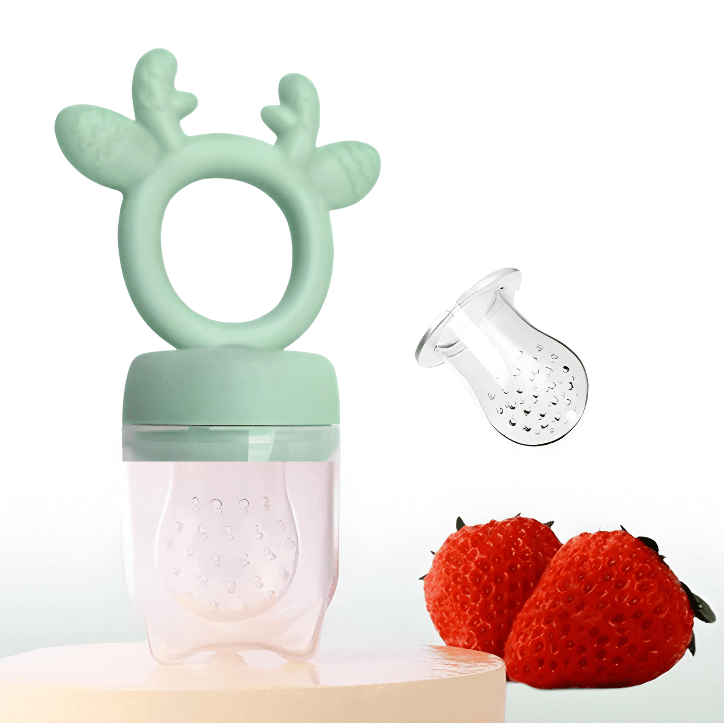 Tétine d'alimentation en silicone pour bébé avec anneau de dentition vert pomme