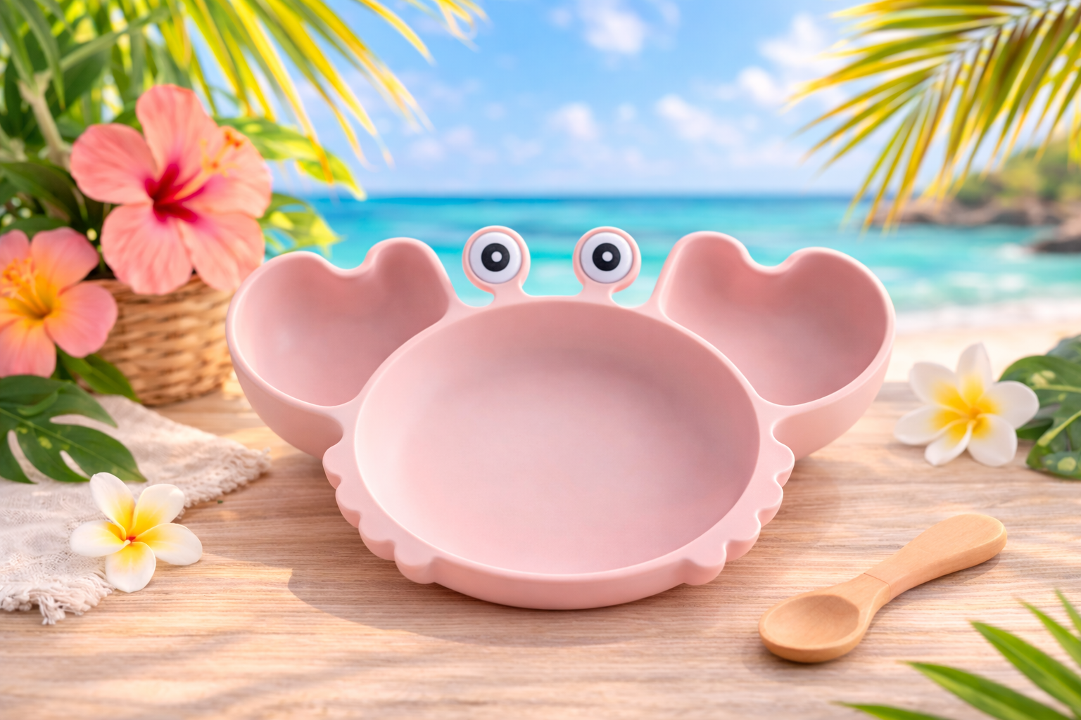 assiette en forme de crabe à la plage