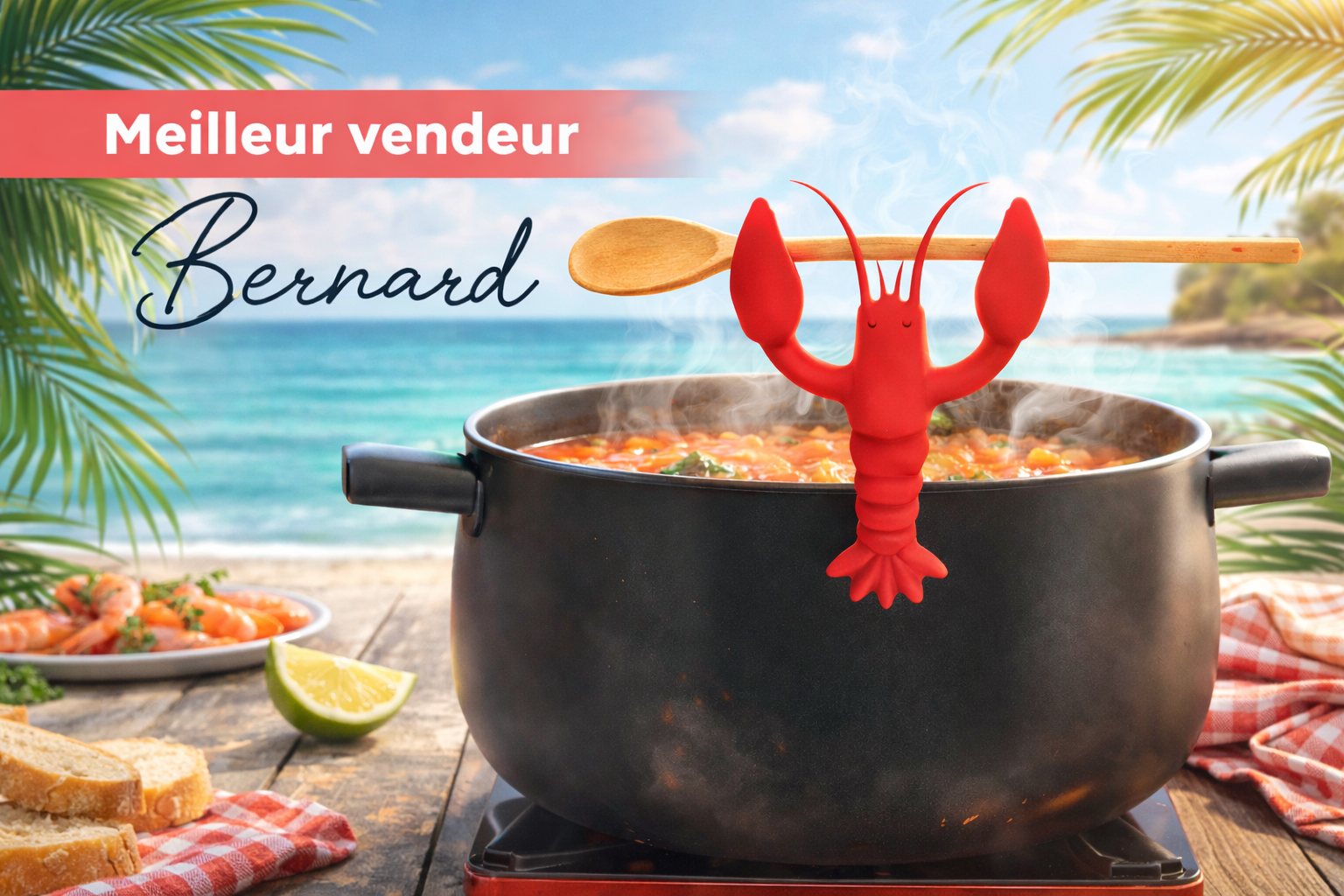 Bernard le porte cuillère homard à la plage