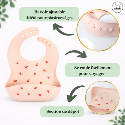 bavoir ajustable et se roule facilement pour voyager