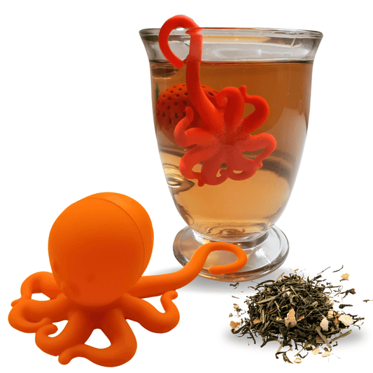 Infuseur à thé en silicone en forme de pieuvre orange