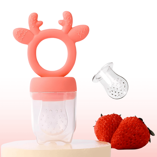 Tétine d'alimentation en silicone pour bébé avec anneau de dentition corail