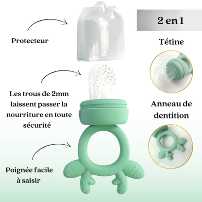 Fonction 2 en 1: Il s'agit d'une tétine d'alimentation et d'un anneau de dentition.